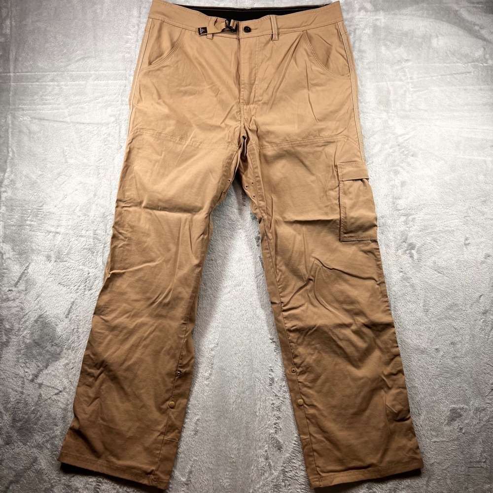 Prana Breathe Zion Cargo Pants Mens Large Lrg x 32L Tan Khaki Hiking Outdoor